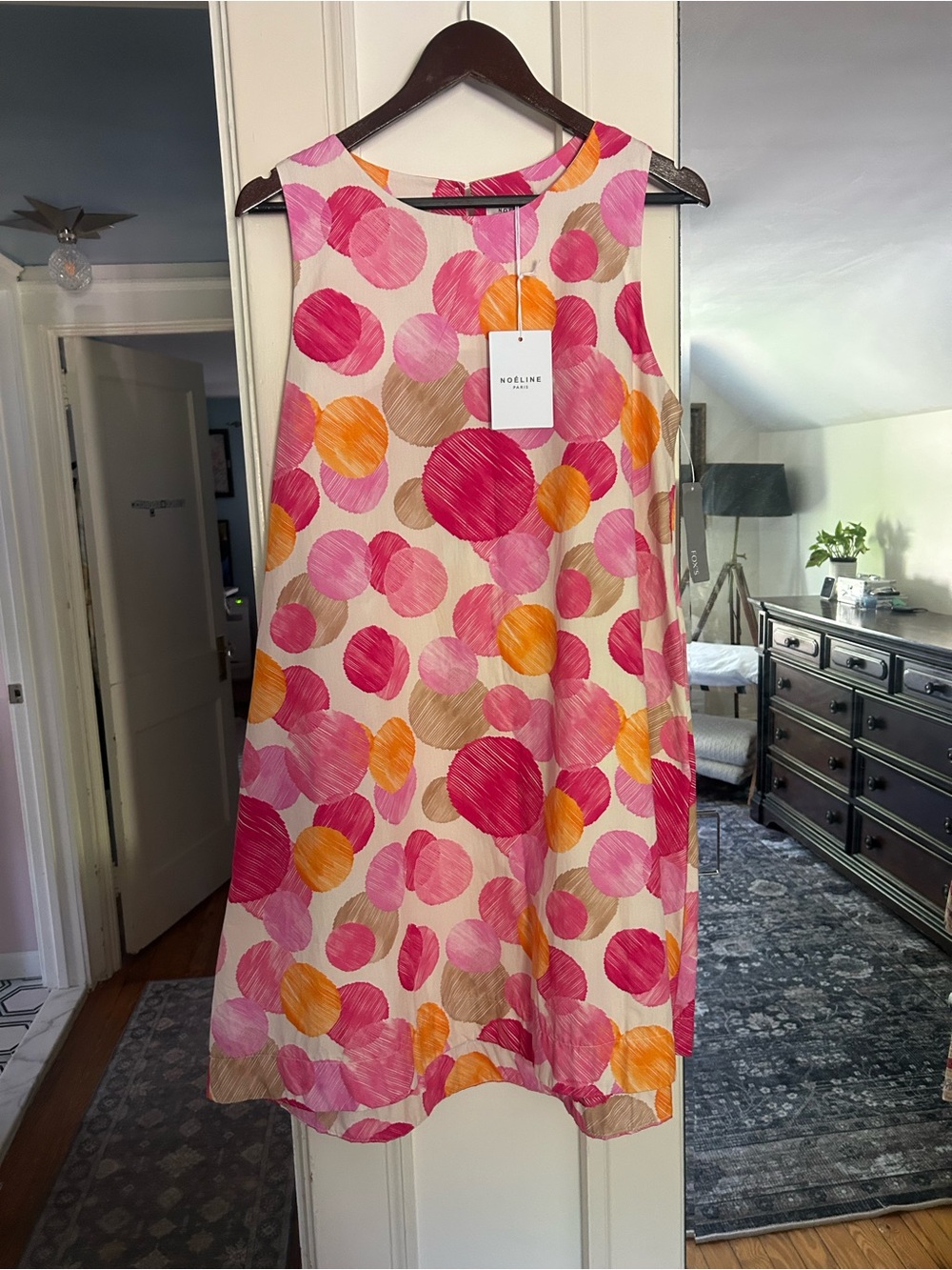 Noeline Paris Pink & Orange Polka Dot Sleeveless Shift Dress